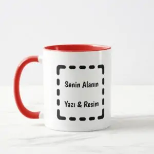 Beyaz Kupa Bardak (İçi Kırmızı) Kendin Tasarla