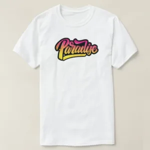 Paradise Unisex Ön ve Arka Büyük Baskılı T-shirt Limeartdesign